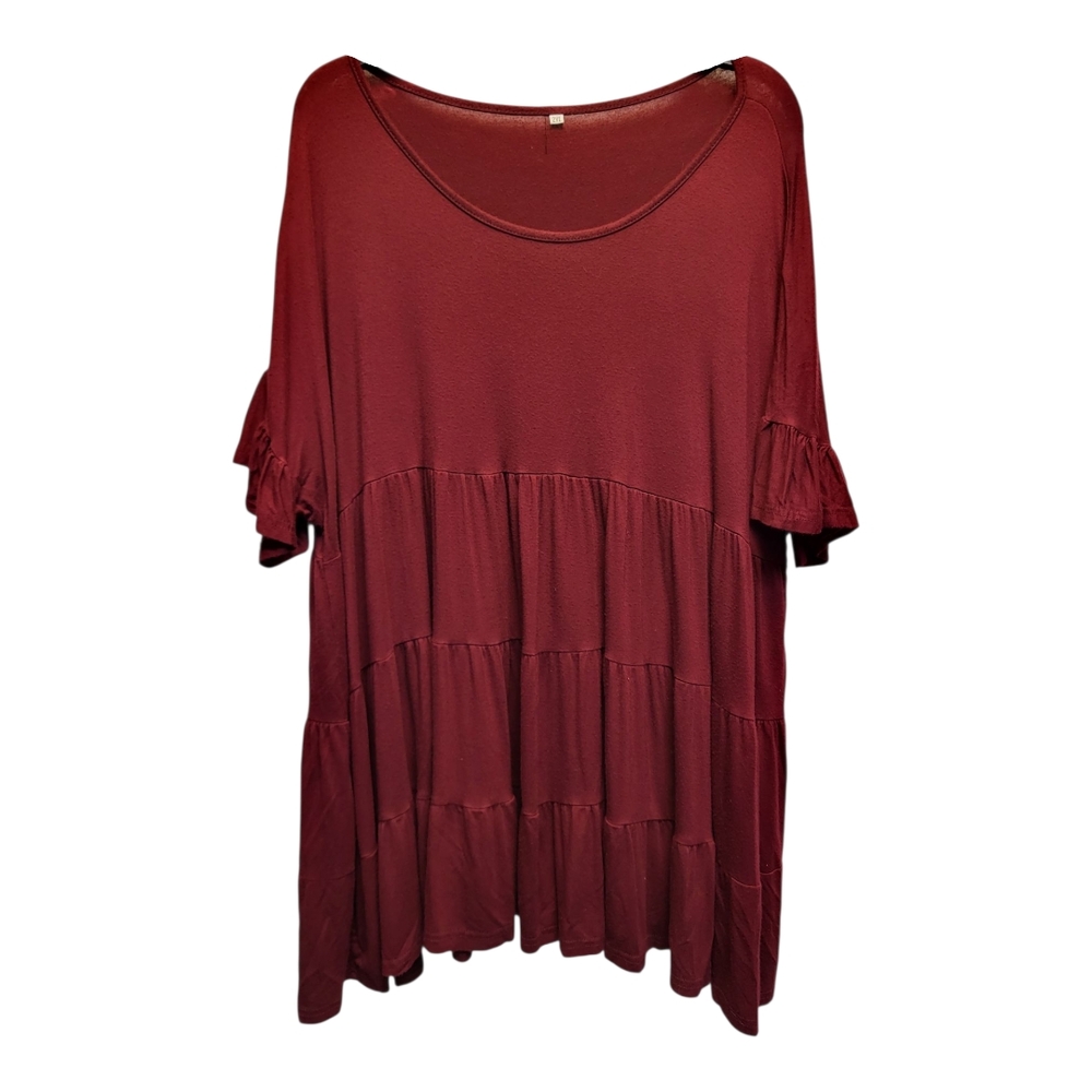 Zara Red Boxy 3/4 Sleeve Tiered Tunic Top Plus-Size - Size 2X